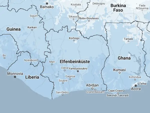 Karte Elfenbeinküste
