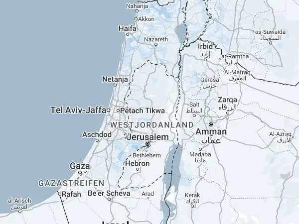 Karte: Palästinensische Autonomiegebiete Karte Palästinensische Autonomiegebiete