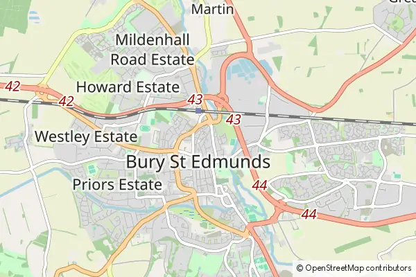 Karte Bury St. Edmunds