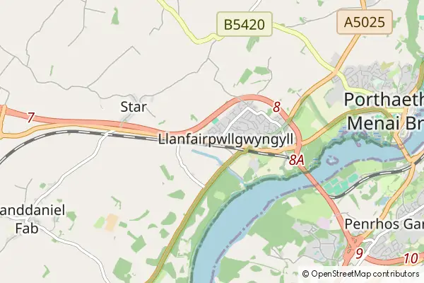 Karte Llanfairpwllgwyngyll