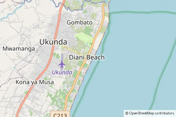 Karte: Diani Beach • © OpenStreetMap contributors Karte Diani Beach