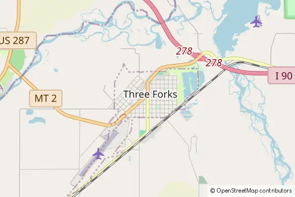 Karte Three Forks