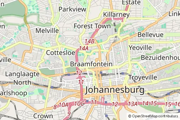 Karte: Braamfontein • © OpenStreetMap contributors Karte Braamfontein
